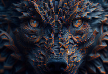 Poster - Beautiful surreal geometric Werewolf concept, contemporary colors and mood social background. Generative AI technology.
