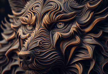 Poster - Beautiful surreal geometric Werewolf concept, contemporary colors and mood social background. Generative AI technology.
