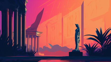 ancient rome in neon colors, created by a neural network, Generative AI technology