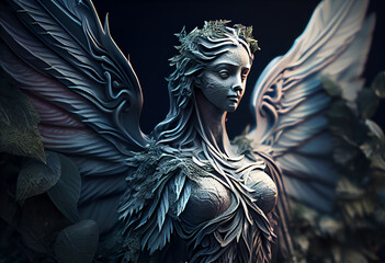 Poster - Beautiful surreal Angel concept, contemporary colors and mood social background. Generative AI technology.
