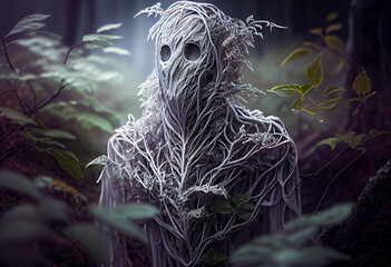 Poster - Beautiful photo A ghost concept, contemporary colors and mood social background. Generative AI technology.
