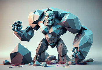 Poster - beautiful surreal geometric golem concept, contemporary colors and mood social background. generativ