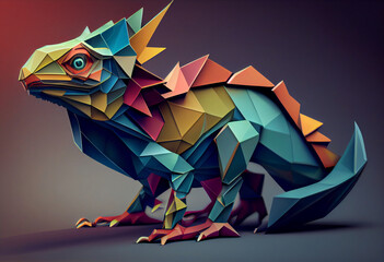 Poster - Beautiful surreal geometric Dragon-sea serpent concept, contemporary colors and mood social background. Generative AI technology.
