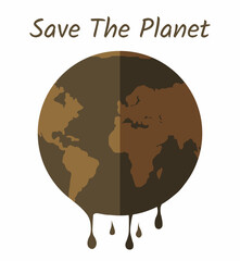 Wall Mural - save the planet concept, global warming, climate change, industrial emissions destroy atmosphere, na