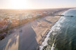 Sunrise time in Santa Monica, Los Angeles, California. Santa Monica Beach and Ocean. USA