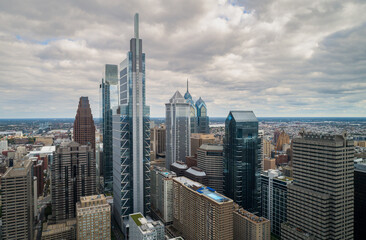 Sticker - Philadelphia Skyline with Downtown Skyscrapers and Cityscape. Pennsylvania, USA. Reflection on Skyscrapers.