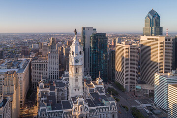 Poster - Statue of William Penn. Philadelphia City Hall. William Penn is a bronze statue by Alexander Milne Calder of William Penn. It is located atop the Philadelphia City Hall in Philadelphia, Pennsylvania.