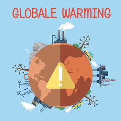 Wall Mural - climate change weather global greenhouse warming risks. waste disposal, air and water pollution. glo
