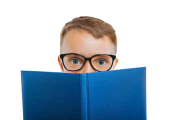 child reads a book against a png backgrounds