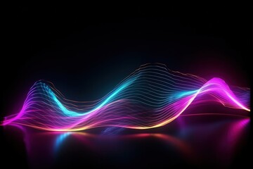 Wall Mural - Abstract futuristic background with blurry glowing waves and neon lines. Spiritual energy concept, digital generative ai wallpaper