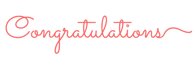 Poster - Pink Congratulations handwritten text lettering on white background.	
