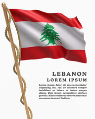 Wall Mural - White Backround Flag Of LEBANON