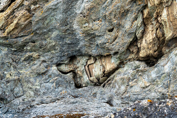 Wall Mural - The mummy shape rocks at the Marble Caves on Lake General Carrera, Patagonia, Chile. Marble Caves are naturally sculpted caves made completely of marble and formed by the water action.