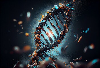 Artwork of DNA Being Damaged. Generative AI