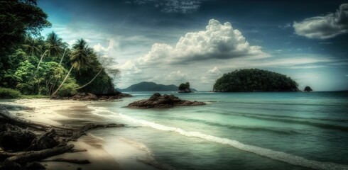 Canvas Print - Amazing scenery of the beach marine scenery of Koh Chang Generative AI