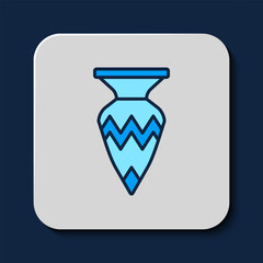 Sticker - Filled outline Egyptian vase icon isolated on blue background. Symbol of ancient Egypt. Vector