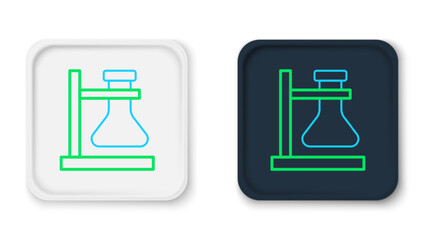 Sticker - Line Glass test tube flask on stand icon isolated on white background. Laboratory equipment. Colorful outline concept. Vector