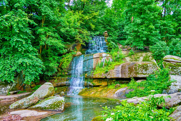 Sticker - Great Falls waterfall, Sofiyivka Park, Uman, Ukraine