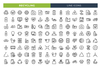 Wall Mural - Recycling line icons set. Vector line icons.