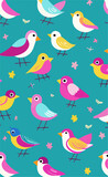 Fototapeta Pokój dzieciecy - Abstract pop art birds pastel vector illustration background