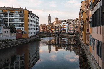 Wall Mural - Landscape photo of the city of Girona in Catalonia, Spain.