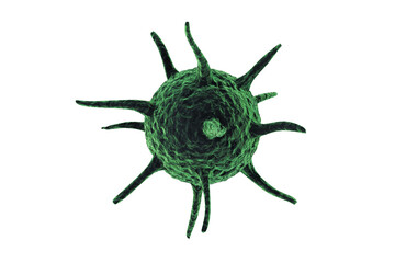 Leinwandbilder - Digitally composite image of green coronavirus