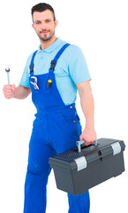 Wall Mural - Repairman with toolbox and spanner 