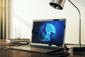 Aufkleber - America map on modern computer monitor, big data and digital technology concept. 3D Rendering