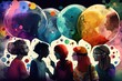 © CravenA - Generative AI illustration of a multiverse of speech, a fantasy world where everyone can talk, colorful, diverse avatars interacting with each other, human rights and women's rights