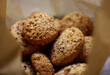 nut homemade cookies with almonds. Delicious sweet snack. food background, cookie texture close-up.