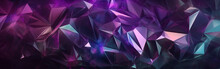 3d Render, Abstract Purple Crystal Background, Faceted Gem, Wide Panoramic Polygonal Wallpaper, Macro Panorama, Iridescent Texture, Generative AI.