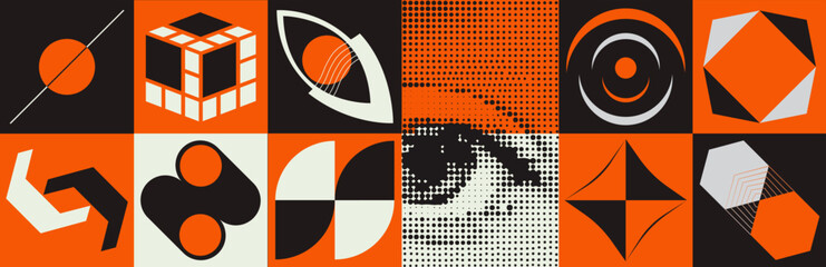 Poster - Deconstructed postmodern illustrations feature vector abstract symbols with bold geometric shapes. They are ideal for a variety of uses, such as web backgrounds, poster design and cover art.