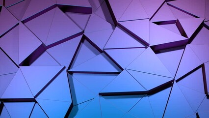Poster - Computer animation of disappearing and appearing triangles. Design. 3D background with triangular pattern and swapping shapes. Moving triangles in 3D mosaic background