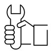 wrench in hand icon illustration on transparent background