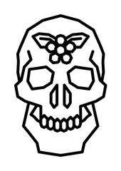 Poster - Skull, flower, Catrina icon illustration on transparent background