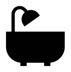 Poster - bath with shower glyph icon illustration on transparent background