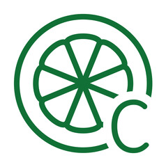 Poster - Vitamin, citrus green icon illustration on transparent background