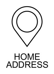 Poster - home address in pin line icon illustration on transparent background