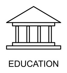 Poster - education building line icon illustration on transparent background
