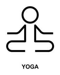 Poster - yoga sign simple line on white background icon illustration on transparent background