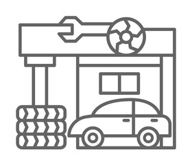 Sticker - Car service icon illustration on transparent background