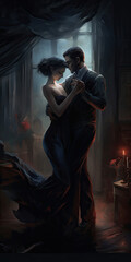 Canvas Print - romantic couple dance lover, valentine day romance sensual tantra - by generative ai