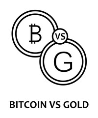 Wall Mural - bitcoin vs gold with name icon illustration on transparent background