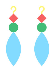 Poster - Earrings color icon illustration on transparent background