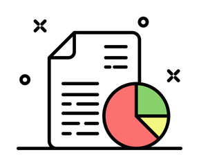 Poster - report on paper pie colored icon illustration on transparent background