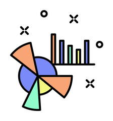 Poster - report in diagrams colored icon illustration on transparent background