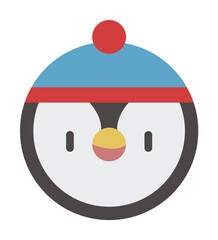 Poster - Penguin, Christmas 2 colored line icon illustration on transparent background