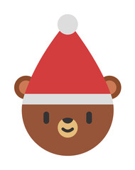 Poster - Christmas bear 2 colored line icon illustration on transparent background