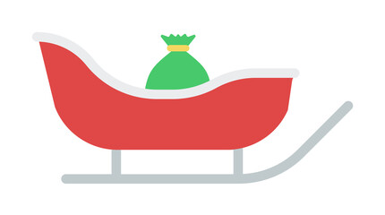 Poster - Christmas ,sleigh 2 colored line icon illustration on transparent background