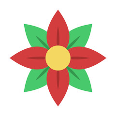 Poster - Christmas flower 2 colored line icon illustration on transparent background